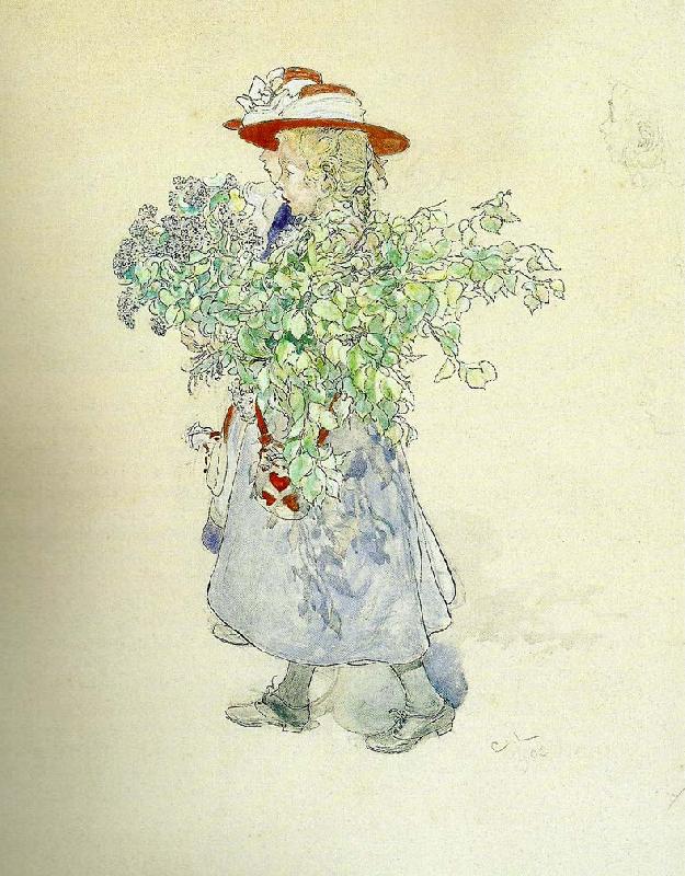 Carl Larsson tva flickor med syrener oil painting image